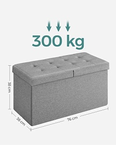 Bancuta hol cufar cu depozitare, Songmics, Gri, 76x38x38 cm - Img 5