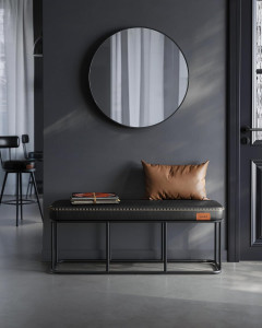Bancuta intrare hol, Vasagle, Negru, 120x40x45 cm - Img 4