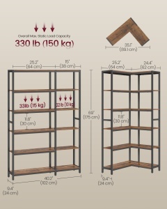 Biblioteca Barnet, Maro rustic, 102x24x175.2 cm - Img 6