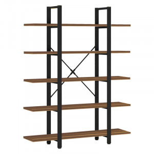 Biblioteca Esthon, culoarea nuc - metal negru 120x28x180cm