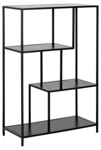 Biblioteca Seaford, Negru, 114x77x35 cm - Img 3