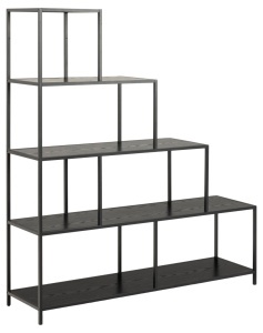 Biblioteca Seaford, Negru, 150x135x35 cm - Img 3