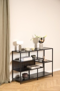 Biblioteca Seaford V1, Negru, 78x114x35 cm