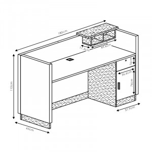 Birou de receptie Oscar nuc - antracit 180x65x76cm - Img 5