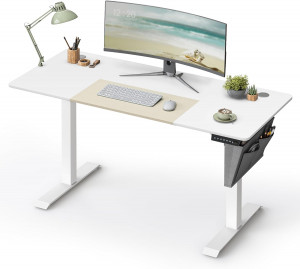 Birou reglabil, Songmics, Alb-Bej, 140x60x72-120 cm - Img 2
