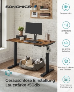Birou reglabil Songmics Natural 120x60x117 cm - Img 2