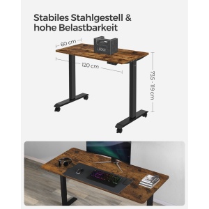 Birou reglabil Songmics Natural 120x60x119 cm - Img 6