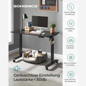 Birou reglabil Songmics Negru 120x60x119 cm - Img 2