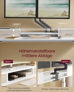 Birou reglabil Vasagle, Alb, LSD184W01 , 60 x 140 x (72-120) - Img 5