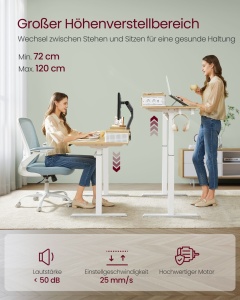 Birou reglabil Vasagle Galben 120x60x131.5 cm - Img 4