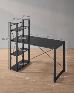 Birou Vasagle Negru 120x119.3x60 cm - Img 7