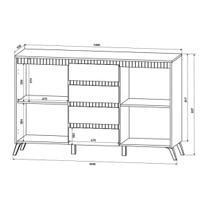Bufet cu sertare, Belka, Crem, 155x45x93.7 cm - Img 3