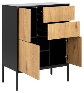 Bufet Seaford, Negru mat, 103x80x40 cm - Img 5