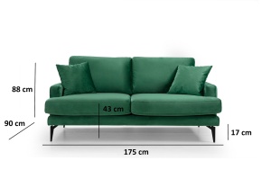 Canapea 2 locuri Papira Verde 175x90x88 cm - Img 4