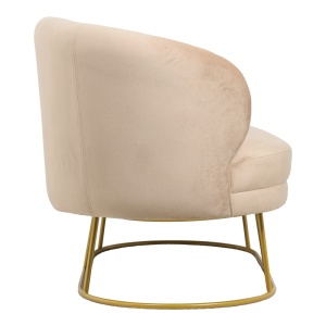 Canapea 2 locuri Rony catifea bej cu picioare metalice aurii 135x75x85 cm - Img 2