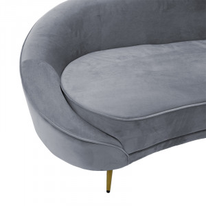 Canapea 3 locuri Amora catifea gri inchis - metal auriu 180x81x77cm - Img 3