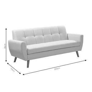 Canapea 3 locuri Decency material textil bej 203x75x86 cm - Img 5
