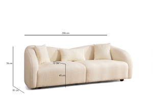 Canapea 3 locuri Venedik Crem 236x76x91 cm - Img 12