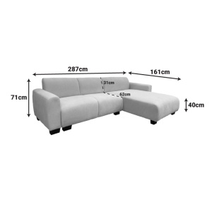 Canapea coltar reversibil Erros Gri 287x161x71 cm - Img 5