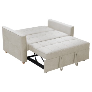 Canapea extensibila 2 locuri Commit din material textil bej-gri 142x93x46+ cm - Img 4