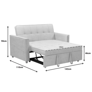 Canapea extensibila 2 locuri Commit din material textil bej-gri 142x93x46+ cm - Img 6