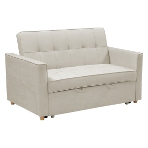 Canapea extensibila 2 locuri Commit din material textil bej-gri 142x93x46+ cm