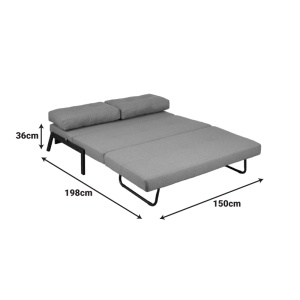 Canapea extensibila 2 locuri, Fancy, Gri inchis, 150x92x77 cm - Img 11