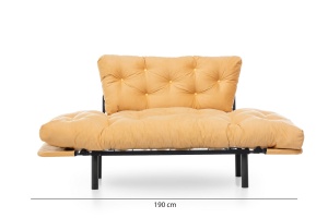 Canapea extensibila 2 locuri Nitta Mustar 187x70 cm - Img 13