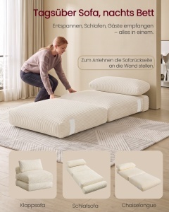 Canapea extensibila Camila, Crem, 89x195x40 cm - Img 2