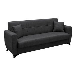 Canapea extensibila cu spatiu de depozitare Modesto, Gri, 215x75x85 cm - Img 2