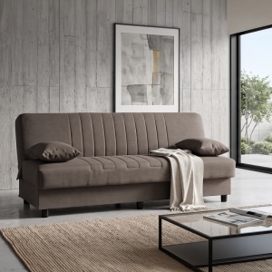 Canapea extensibila cu spatiu de depozitare Romina, Maro, 180x75x85 cm