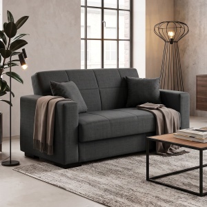Canapea extensibila cu spatiu de depozitare Vox, Antracit/Negru, 180x75x85 cm