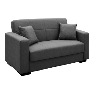 Canapea extensibila cu spatiu de depozitare Vox, Gri/Negru, 180x75x85 cm - Img 2
