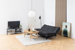 Canapea extensibila Faith, Negru, 91x194x98 cm - Img 2
