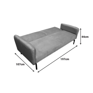 Canapea extensibila Veluto, Gri, 85x197x83 cm - Img 7