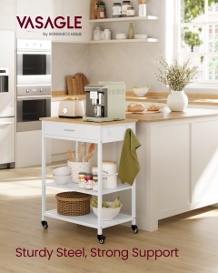Carucior bucatarie cu sertar, Barnet, Alb, 60x45x90 cm - Img 2