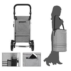 Carucior pentru cumparaturi, Songmics, Gri, 44x35x100 cm - Img 5
