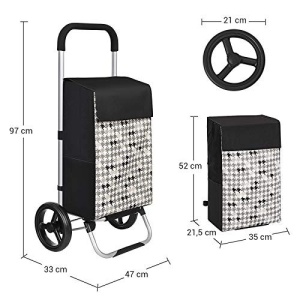 Carucior pentru cumparaturi, Songmics, Negru, 47x33x97 cm - Img 5
