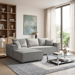 Coltar dreapta Maden, Gri, 279x203x90 cm