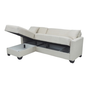 Coltar extensibil reversibil, Stashio, Crem, 202x143x84 cm - Img 3