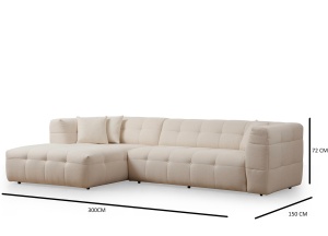 Colțar modular stanga Cady Bej 300x150x72 cm - Img 7