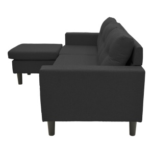 Coltar reversibil, Maneli, Negru, 76x196x74 cm - Img 6