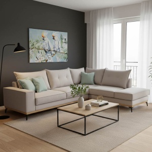 Coltar Stanga Luxury II Elephant - Ciel - Negru 290x235x90 cm