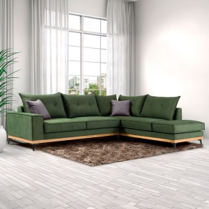 Coltar Stanga Luxury II Verde Inchis - Gri Inchis - Negru 290x235x90 cm