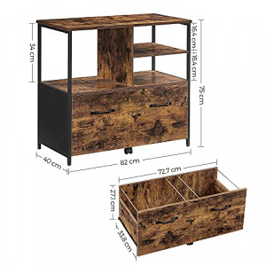 Comoda birou, Vasagle, Negru , 82x40x75 cm - Img 5