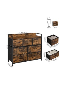 Comoda cu 7 sertare, Vasagle, 98 x 28.5 x 85, LTS137B01, Maro Rustic - Img 6