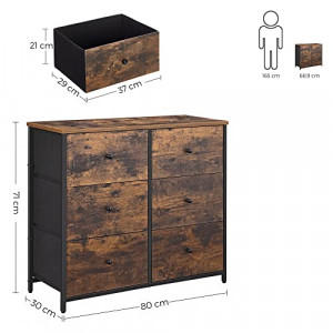 Comoda, Songmics, Negru , 80x30x71 cm - Img 6