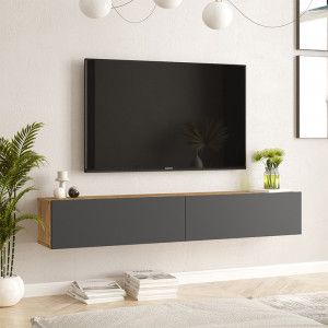 Comoda TV de perete Dello culoare antracit - sonoma 180x31.6x29.6cm - Img 3