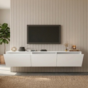 Comoda TV de perete Felita, Alb, 150x31.4x30 cm - Img 2