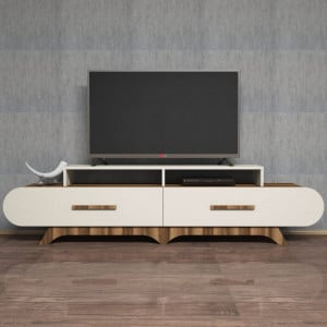 Comoda TV Flora - Walnut, Crem - Img 3